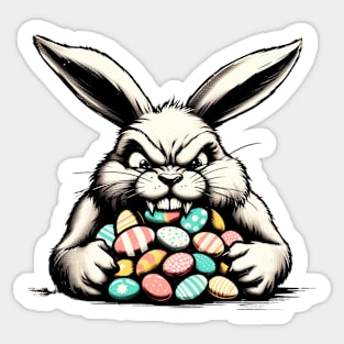 Rabid Bunny Hoarding easter eggs Sticker